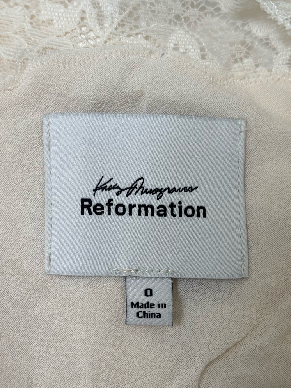 Reformation X Kacey Musgraves Stella Silk Sweetheart Neck Lace Bow Tie Dress 0 - Picture 10 of 13